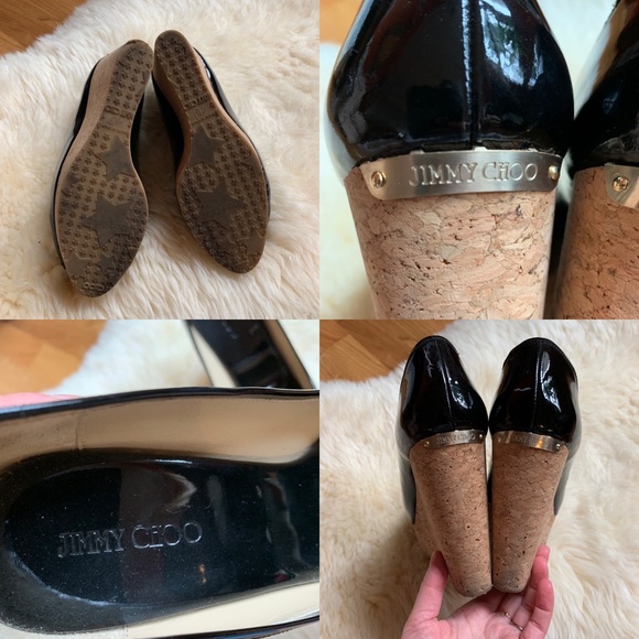 Jimmy Choo💕Patent Black Cork Wedge Pump 9.5 - Picture 6 of 8